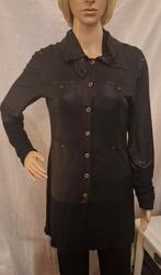 Zwarte blouse, leerlook, maat M/L, Kleding | Dames, Jurken, Maat 38/40 (M), Zgn, Zwart, Ophalen of Verzenden