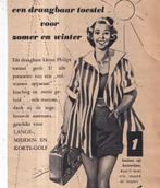 Retro reclame 1952 Philips radio draagbaar 3 in 1, Overige typen, Ophalen of Verzenden