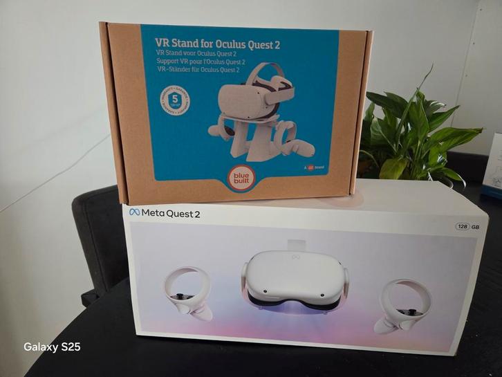 Meta Quest 2 128GB + VR-stand, Spelcomputers en Games, Virtual Reality, Zo goed als nieuw, Overige platformen, VR-bril, Ophalen