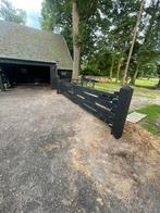 TE KOOP: Zwarte houten opritpoort (dubbel) – robuust, Ophalen, Nieuw, Hout, Tuinhek