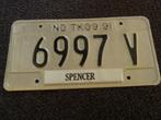 Kentekenplaat Licenseplate Indiana 1991 Spencer USA, Auto's, Gebruikt, Ophalen of Verzenden