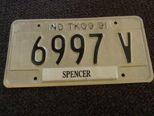 Kentekenplaat Licenseplate Indiana 1991 Spencer USA, Verzamelen, Automerken, Motoren en Formule 1, Gebruikt, Auto's, Ophalen of Verzenden