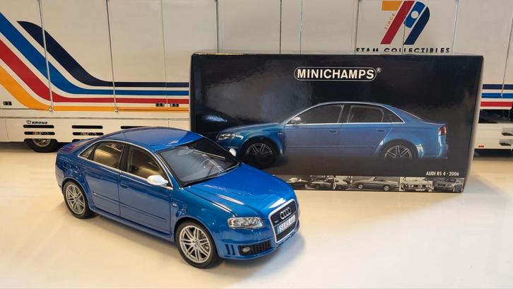 Minichamps Audi RS4 B7 Sedan Blue Metallic - 2006, Hobby en Vrije tijd, Modelauto's | 1:18, Nieuw, Auto, MiniChamps, Ophalen of Verzenden