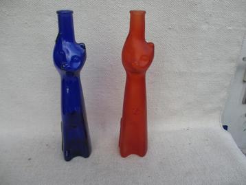 2x Vintage "Katten fles" Happy Cat Moezel Riesling beschikbaar voor biedingen
