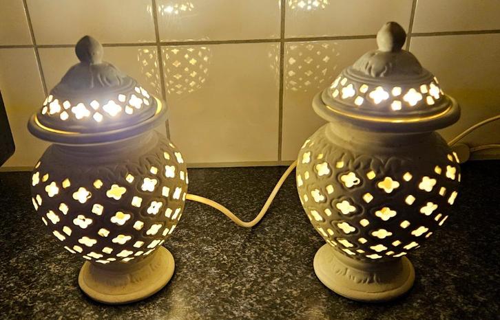 Set leuke sfeerlampjes - schemerlamp, Huis en Inrichting, Lampen | Tafellampen, Gebruikt, Minder dan 50 cm, Overige materialen