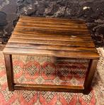 Toffe vintage jaren 70 salontafel latjes latten hout, Ophalen, Minder dan 45 cm, Minder dan 55 cm, Gebruikt