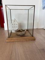 Houten lantaarn met glas, Ophalen, Bruin, Zo goed als nieuw, Hout