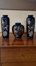 Set van 3 vintage Japanse vazen met vogel- en bloemmotieven, Ophalen of Verzenden