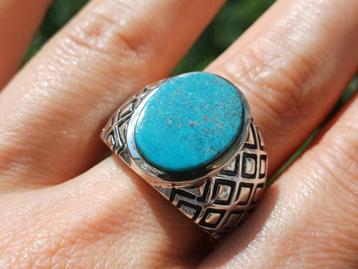 Vanoli 925 zilveren heren ring met turquoise maat 20,5 beschikbaar voor biedingen
