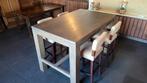 Hoge bartafel met 4 barstoelen, Ophalen, Zo goed als nieuw, Inclusief barstoelen