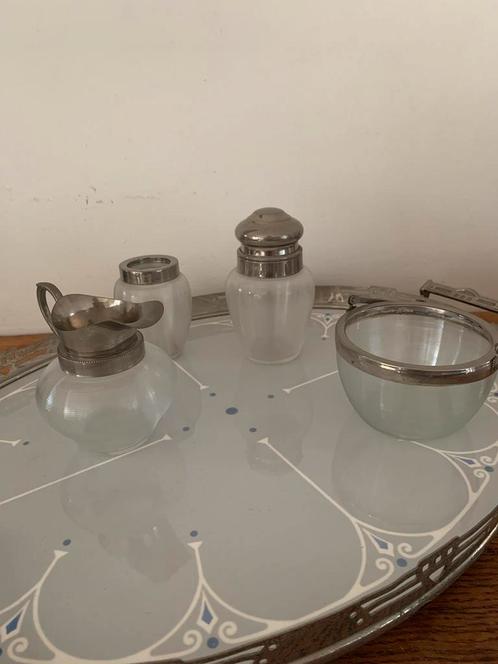 Fries draadglas theebusje melk suiker lepelvaasje, Antiek en Kunst, Antiek | Glas en Kristal, Ophalen of Verzenden