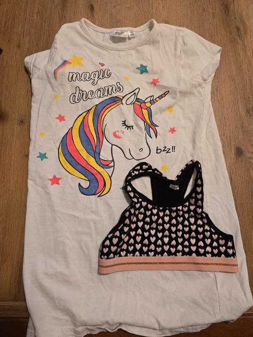 Pyjama en topje maat 134/140, Kinderen en Baby's, Kinderkleding | Maat 134, Zo goed als nieuw, Meisje, Nacht- of Onderkleding
