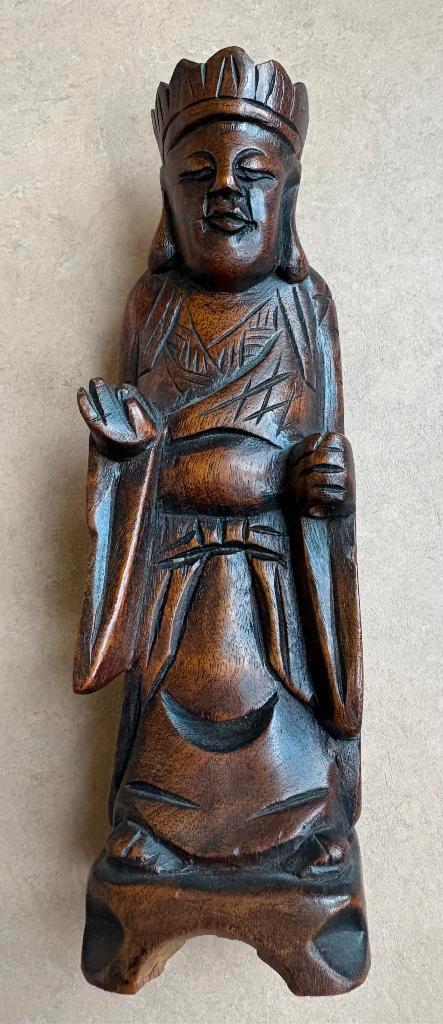 Aziatisch houten beeld, 20 cm, Antiek en Kunst, Kunst | Niet-Westerse kunst, Ophalen of Verzenden