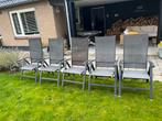 5 Gebruikte Tuinstoelen grijs, Ophalen, Gebruikt, Textileen, Stapelbaar