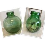 2x Brocante groene bolvaas - gistfles, Ophalen