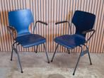 73 x Vintage schoolstoelen blauw horeca cafe stoelen bistro, Ophalen of Verzenden, Zo goed als nieuw, Blauw, Vijf, Zes of meer stoelen