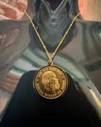 22k Gouden Tientje munt met 14k gouden bamboeketting-hanger, Postzegels en Munten, Munten | Nederland, Koning Willem III, Losse munt