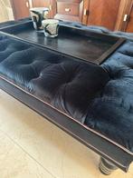 Exclusieve zwarte velvet salontafel met crème/taupe bies, Ophalen, Zo goed als nieuw