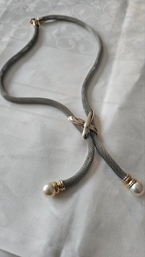 Elegante  lariks ketting  met parels, Sieraden, Tassen en Uiterlijk, Kettingen, Zo goed als nieuw, Overige materialen, Verstelbaar