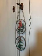 Vintage dubbele glas in lood hanger bloemen botanisch, Ophalen