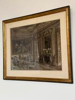 Pastel krijt interieur Chateau ingelijst, Ophalen