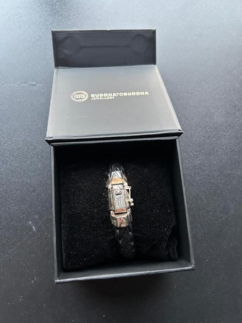 Buddha to Buddha mangky leather zwart maat E 19 cm, Sieraden, Tassen en Uiterlijk, Armbanden, Zo goed als nieuw, Zilver, Ophalen of Verzenden