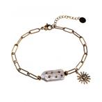 Armband Dames RVS Gold Plated Paperclip Schakelarmband Steen, Sieraden, Tassen en Uiterlijk, Armbanden, Birgitta-Gracht 33, 6465 EL Kerkrade, Nederland