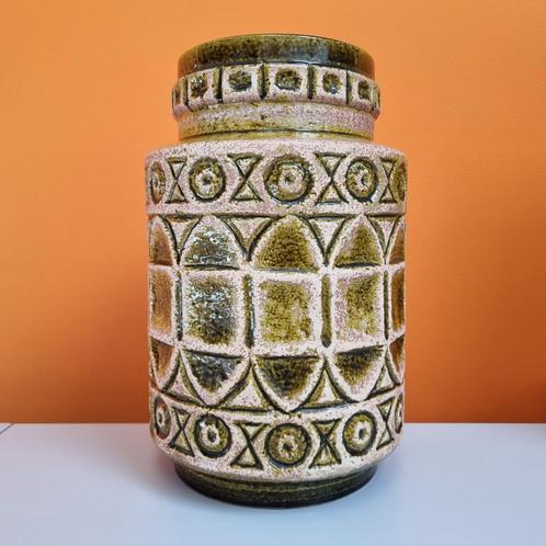 grote retro vintage vaas keramiek Bay West Germany jaren 60, Huis en Inrichting, Woonaccessoires | Vazen, Zo goed als nieuw, Groen