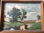 Landschap koeien, water, bomen lucht olie op doek, Antiek en Kunst, Kunst | Schilderijen | Klassiek, Ophalen of Verzenden