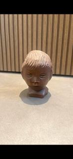 Vintage beeldje kinderhoofdje / hoofdje – bruin keramiek, Ophalen of Verzenden
