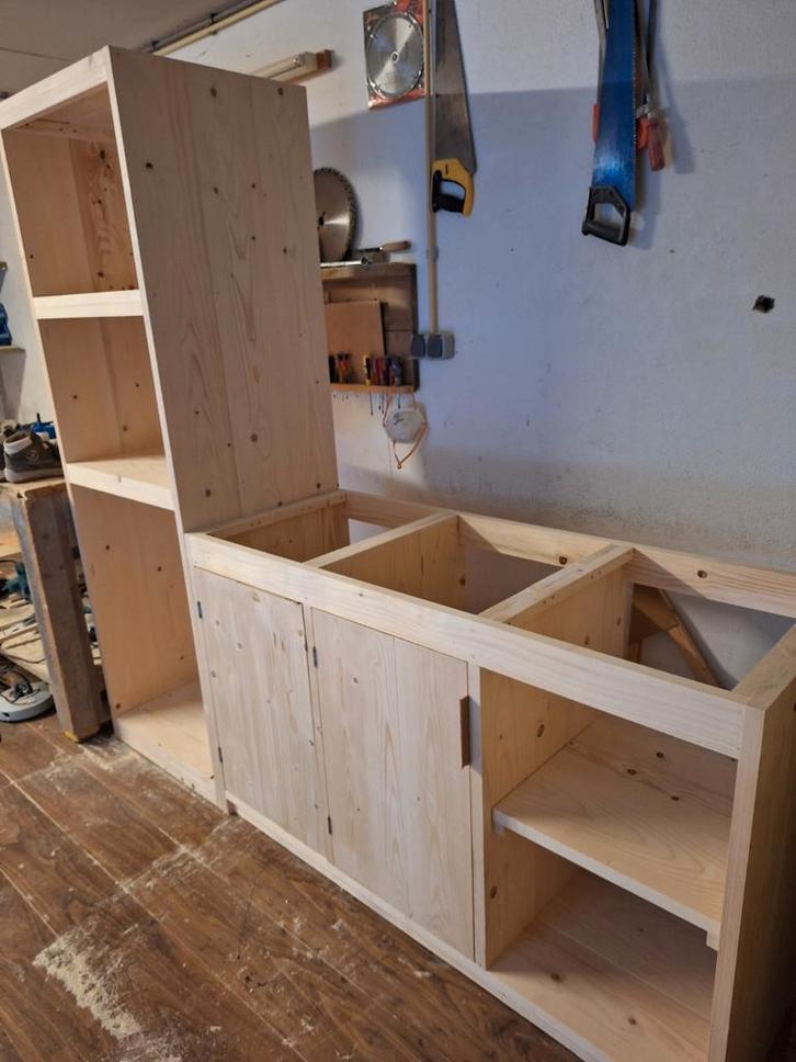 Keukenblok van terug gedroogd en geschaafd steigerhout, Huis en Inrichting, Keuken | Keukenelementen, Nieuw, Ophalen of Verzenden