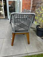 6 Dining tuinstoelen touw + hardhout 3x Zwart 3x Grijs, Tuin en Terras, Ophalen, Gebruikt, Hout
