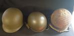 3 leger helmen met 1 meter aan losse flodders, Verzamelen, Militaria | Algemeen, Ophalen, Landmacht, Nederland, Helm of Baret