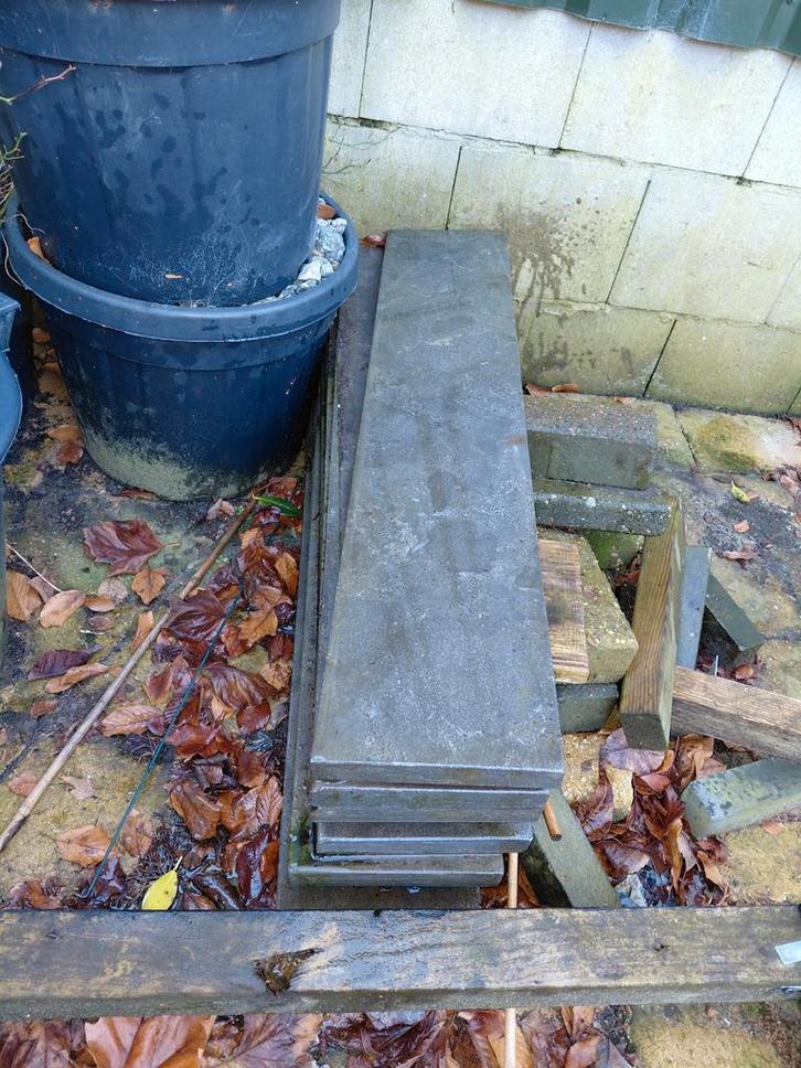 Hardsteen vijverrand tegels, Tuin en Terras, Bielzen en Borders, Gebruikt, Border, Natuursteen, Minder dan 25 cm, Minder dan 100 cm