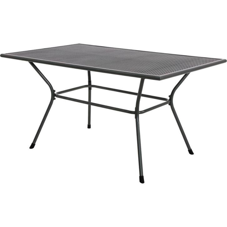 Tuintafel grijs metaal rechthoek 145 x 90 cm model Nordic, Tuin en Terras, Tuintafels, Nieuw, Rechthoekig, Metaal, Ophalen of Verzenden