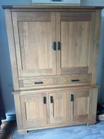 Eiken buffetkast, eventueel met bijpassende eetkamertafel., Ophalen, Gebruikt, 100 tot 150 cm, 200 cm of meer