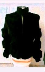 Zwart bont jas, Ophalen of Verzenden, Zo goed als nieuw, Maat 38/40 (M), Zwart