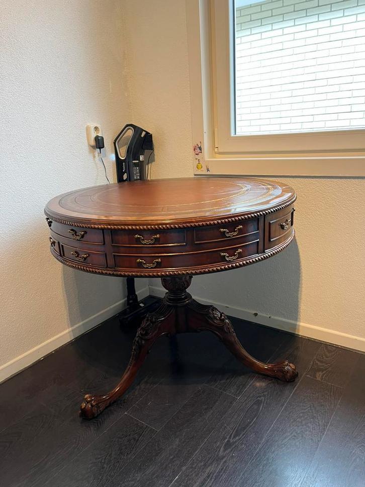 Engelse stijl ronde bijzettafel met lades, Huis en Inrichting, Tafels | Bijzettafels, Ophalen