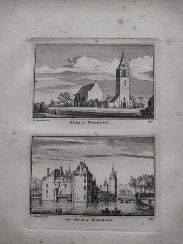 083-084 Warmont warmond Kerk en Huis Kopergravure dl 3 beschikbaar voor biedingen