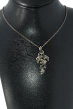 Roos diamanten bloem hanger zilveren ketting antiek gourmet, Sieraden, Tassen en Uiterlijk, Antieke sieraden, Ophalen of Verzenden