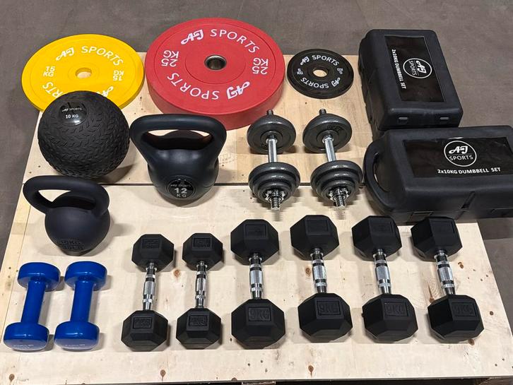 Losse verkoop van Dumbbells, kettlebells en halterschijven, Sport en Fitness, Fitnessmaterialen, Zo goed als nieuw, Dumbbell, Armen