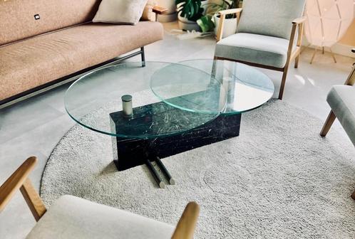 Rolf Benz salontafel koffietafel graniet glas chroom draai, Huis en Inrichting, Tafels | Salontafels, Gebruikt, Minder dan 50 cm