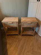 2 x Webbing nachtkastje met lade - Bandung naturel, Ophalen, Minder dan 45 cm, 55 tot 70 cm, Zo goed als nieuw