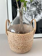 Gave grote fles vaas van glas + handgemaakt zeegras, Huis en Inrichting, Woonaccessoires | Vazen, Overige kleuren, Ophalen of Verzenden
