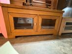 Mooie houten tv meubel met glazen deuren, Ophalen, Gebruikt, 100 tot 150 cm, Eikenhout