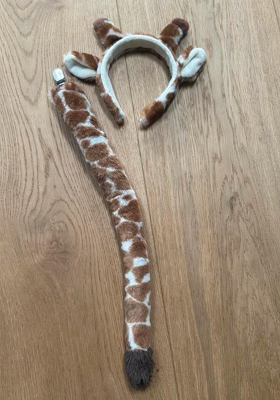 Giraffe diadeem en staart, Kinderen en Baby's, Carnavalskleding en Verkleedspullen, Ophalen of Verzenden, Gebruikt, Jongen of Meisje