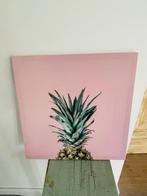 Afbeelding ananas. Roze afbeelding op linnen. Tropical style, Huis en Inrichting, Ophalen, Zo goed als nieuw