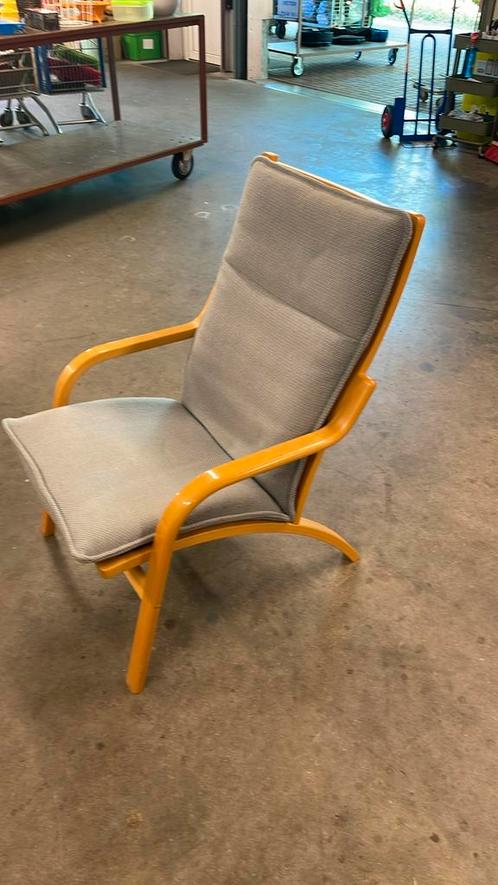Stouby design - Mogens Hansen - fauteuil hout/ stof - Deens, Huis en Inrichting, Fauteuils, Zo goed als nieuw, Hout, Stof, Ophalen