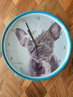 Studio Pets Wandklok Franse Bulldog hondje Shady 25 Cm Blauw, Klok, Gebruikt, Ophalen of Verzenden