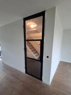 Stalen zwarte deur met helder glas, Doe-het-zelf en Verbouw, Deuren en Horren, Ophalen, 80 tot 100 cm, 215 cm of meer, Binnendeur